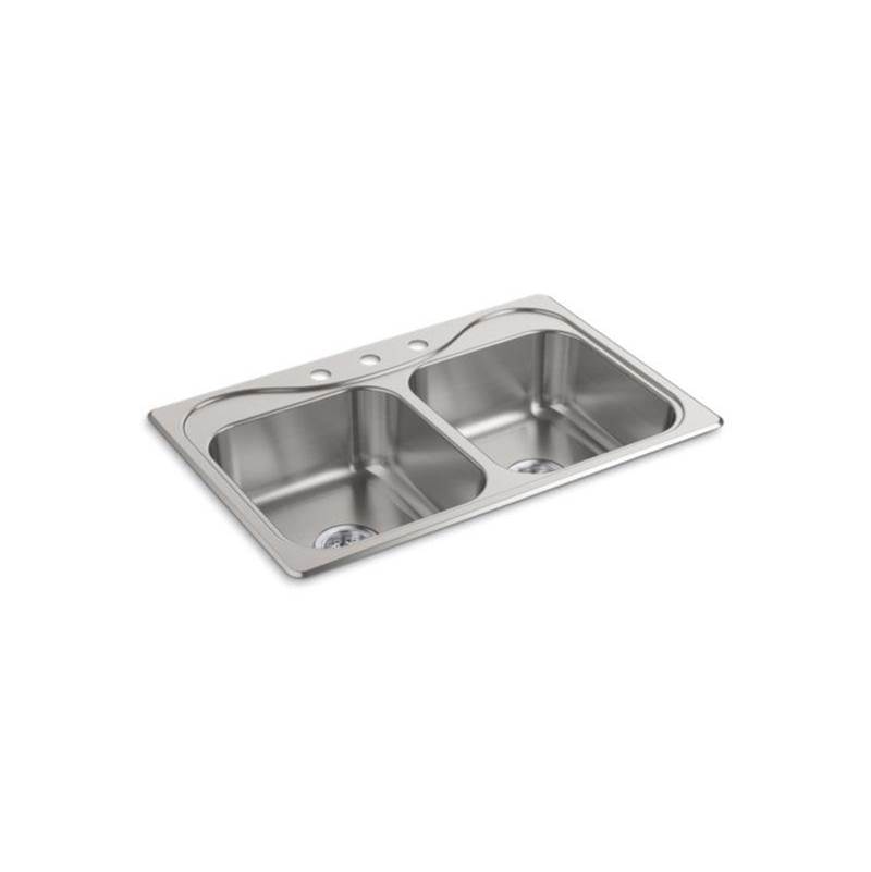 Sterling Plumbing Southhaven® Top-Mount Double-Equal Kitchen Sink, 33'' x 22'' x 6-1/2''